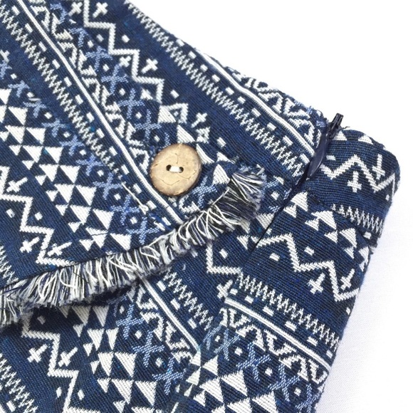 One Way Navy + White Boho Chic Fringe Mini Skirt 6 - Picture 3 of 7